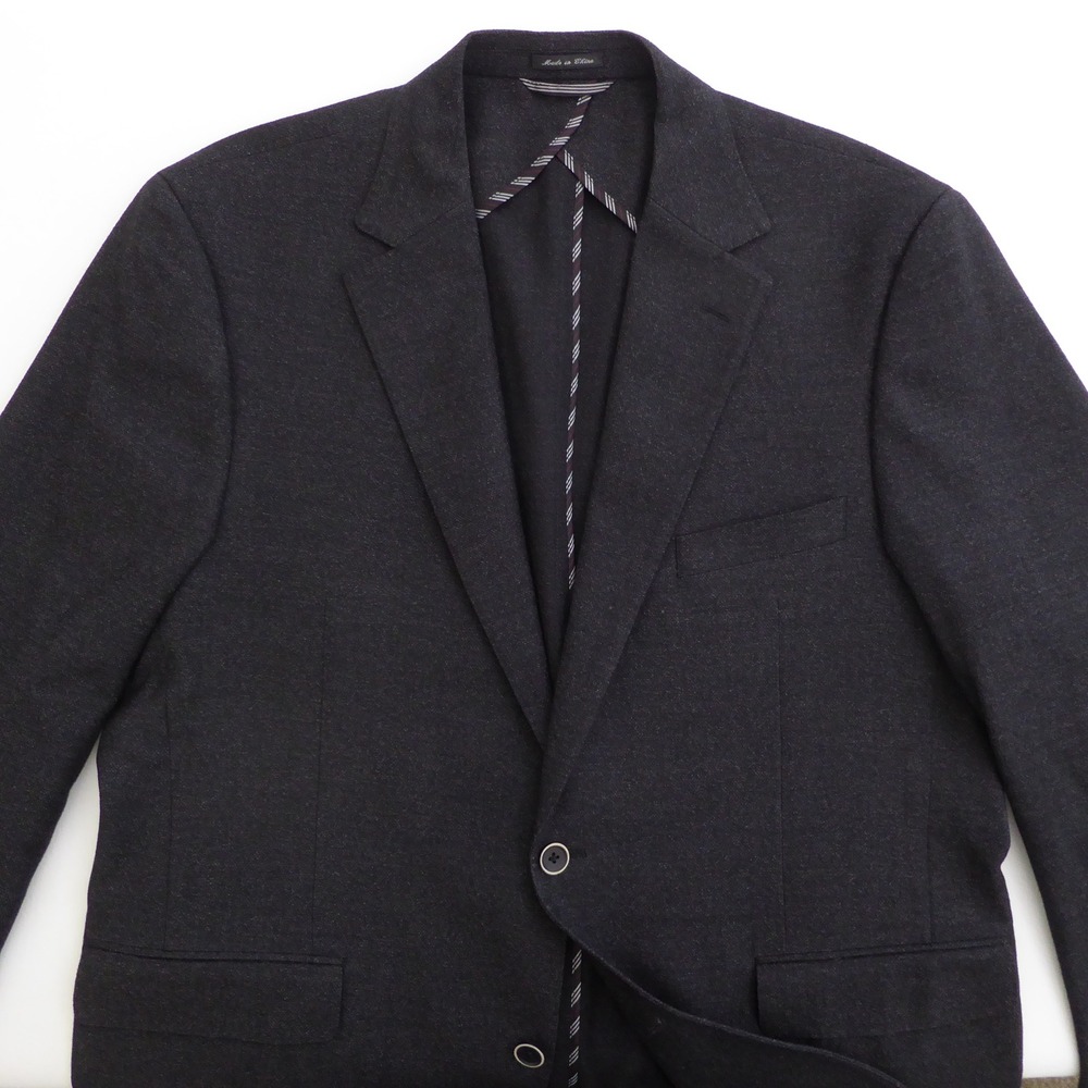 Ibiza Mens Blazer Black Corato 100% Wool Knit Two Button Sport Coat 44R